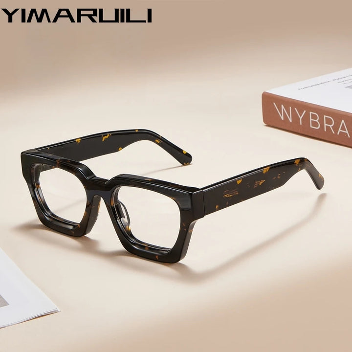Yimaruili Unisex Full Rim Square Thick Acetate Eyeglasses 29006