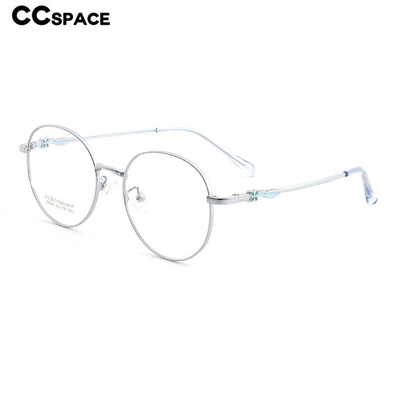 CCSpace Women's Full Rim Round Titanium Eyeglasses 56066 Full Rim CCspace   