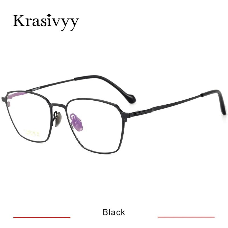 Krasivyy Men's Full Rim Polygon Titanium Eyeglasses Hm5006 Full Rim Krasivyy Black CN 
