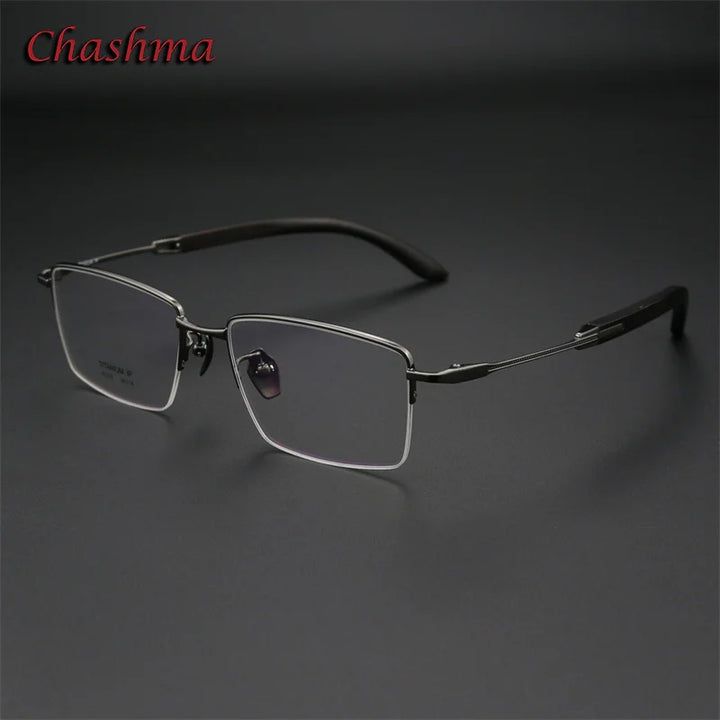 Chashma Ochki Men's Semi Rim Square Titanium Rosewood Eyeglasses 2332 Semi Rim Chashma Ochki Gray  