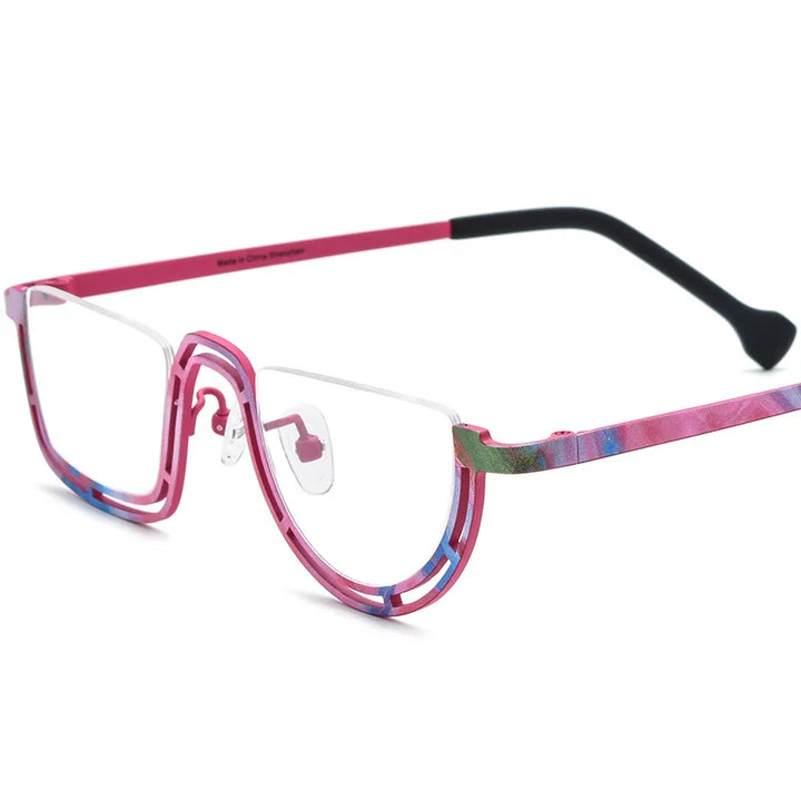 Nobler Women's Semi Rim Flat Top Square Titanium Eyeglasses 185898