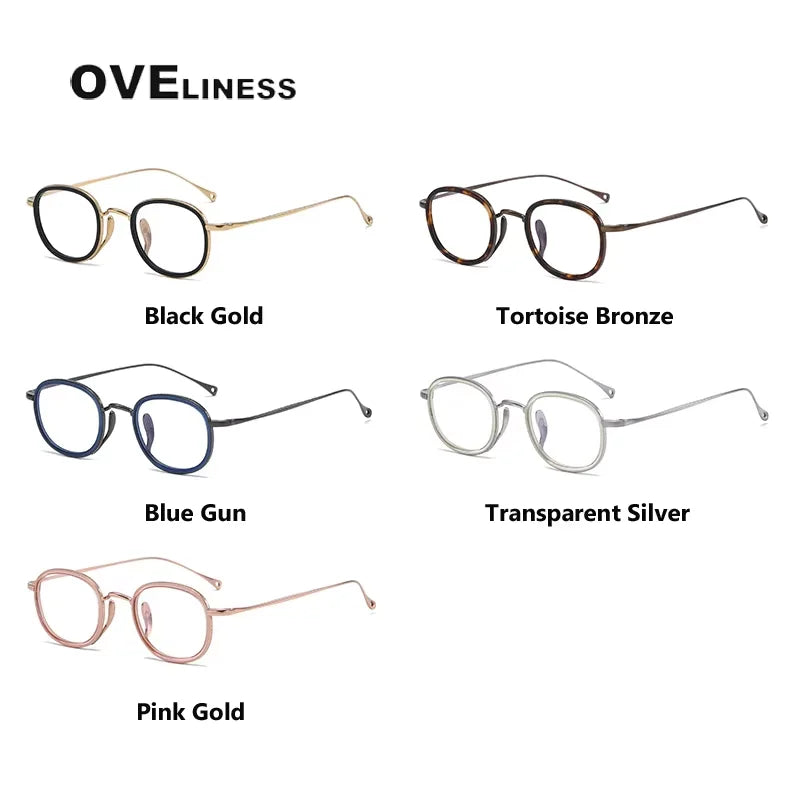 Oveliness Women's Full Rim Square Oval Titanium Acetate Eyeglasses 7309 Full Rim Oveliness   