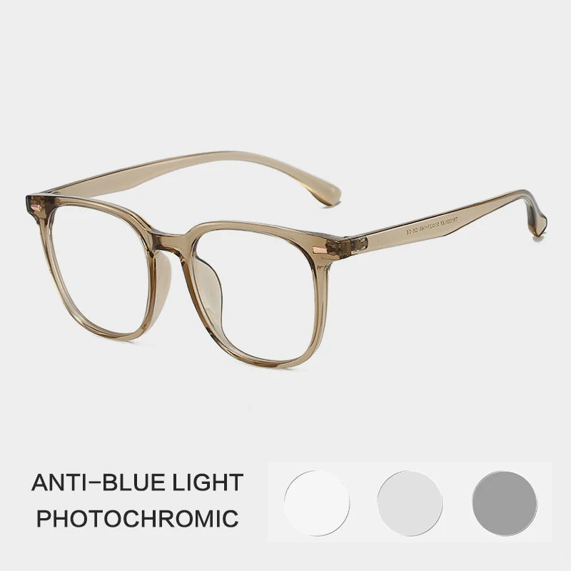 Gatenac Unisex Full Rim Square Tr 90 Titanium Photochromic Reading Glasses G61351