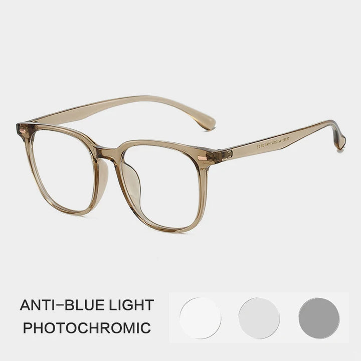 Gatenac Unisex Full Rim Square Tr 90 Titanium Photochromic Reading Glasses G61351