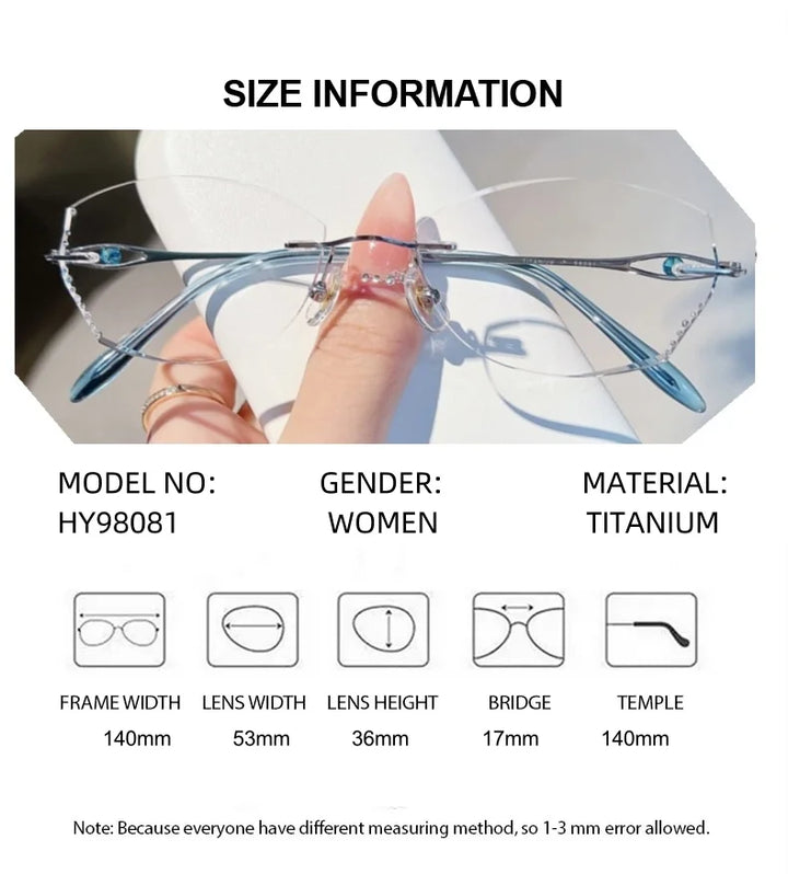 Summer Flower Women's Rimless Oval Butterfly Titanium Eyeglasses 698081