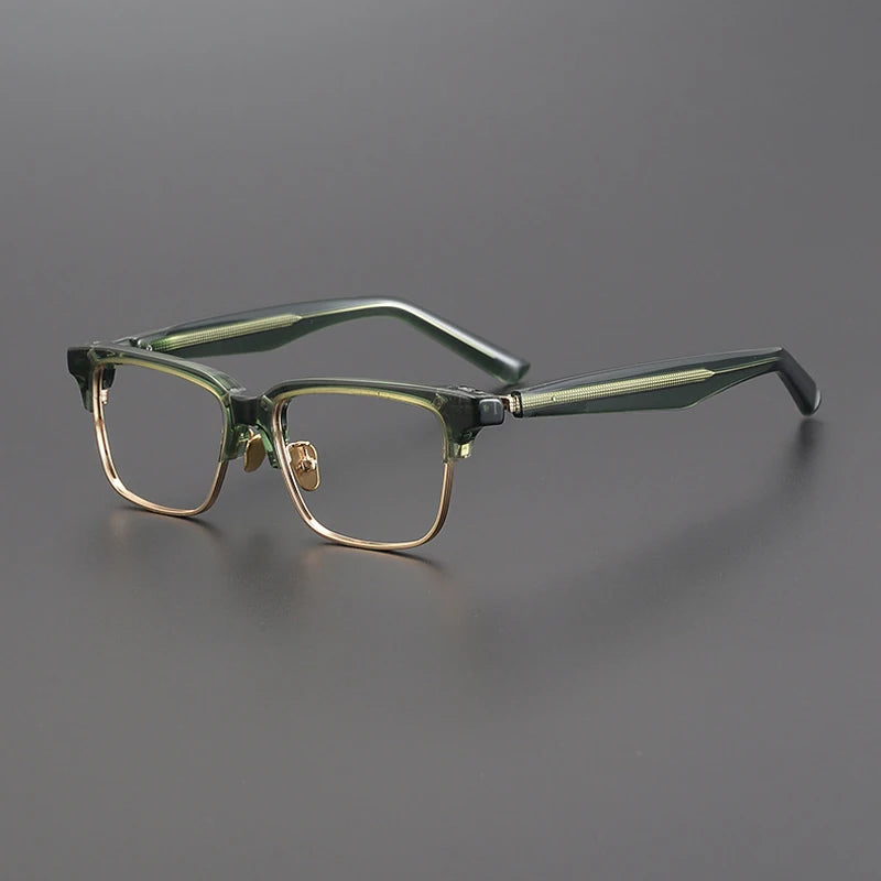 Gatenac Unisex Full Rim Square Acetate Eyeglasses Gxyj1191 Full Rim Gatenac Green  