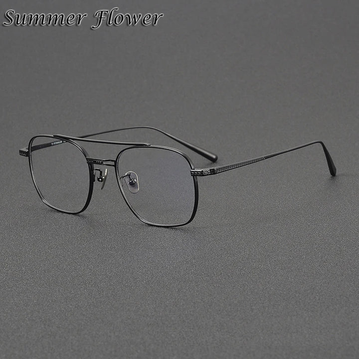 Summer Flower Men's Full Rim Square Double Bridge Titanium Eyeglasses 777115