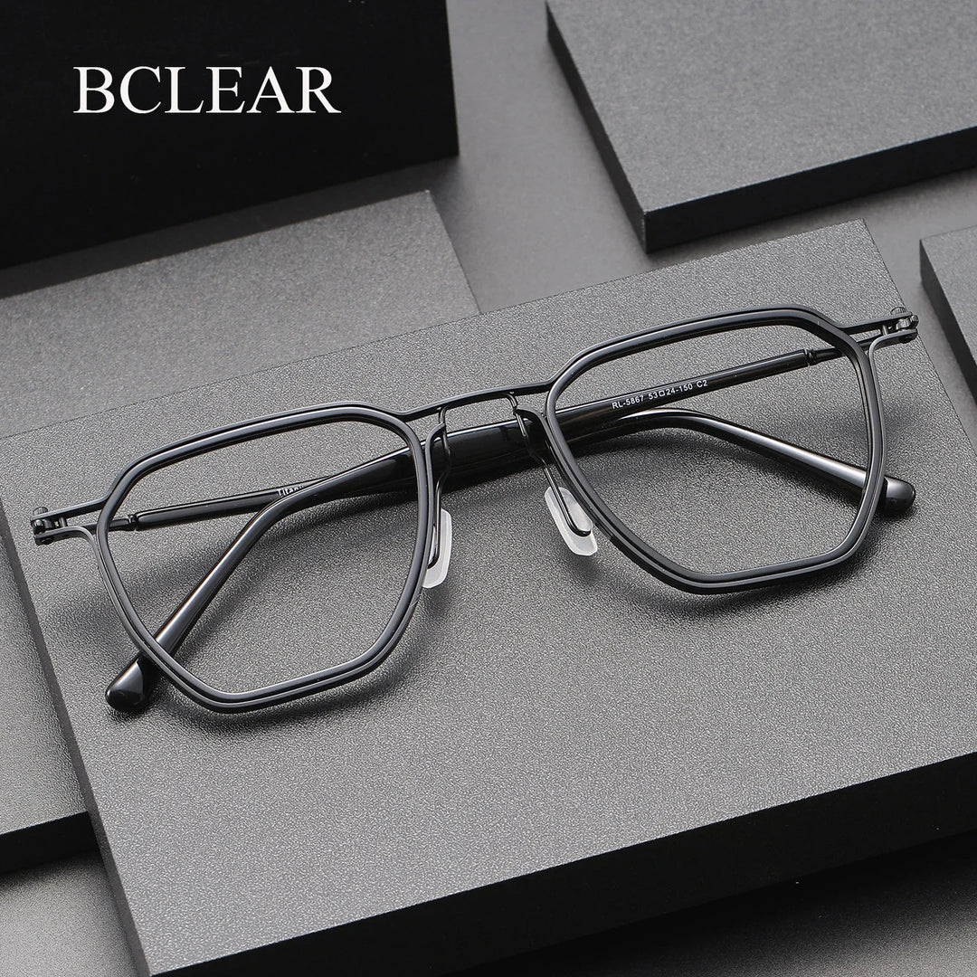 Bclear Unisex Full Rim Square Titanium Eyeglasses SM-RL5867