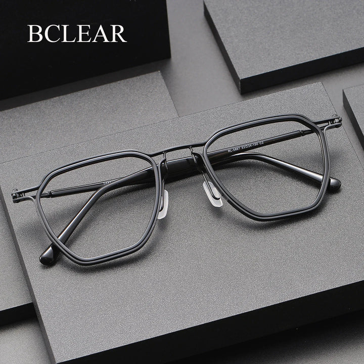 Bclear Unisex Full Rim Square Titanium Eyeglasses SM-RL5867