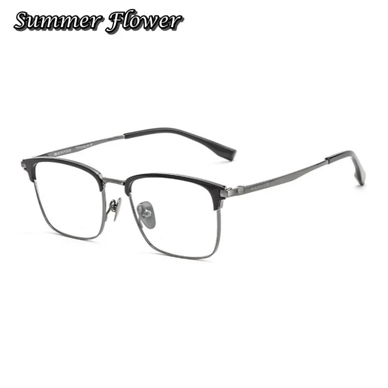 Summer Flower Men's Full Rim Square Titanium Eyeglasses 70104