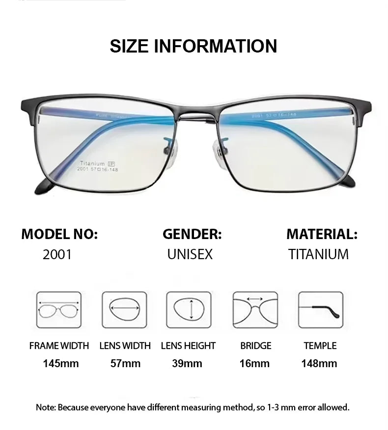 Summer Flower Men's Semi Rim Square Titanium Eyeglasses 62001