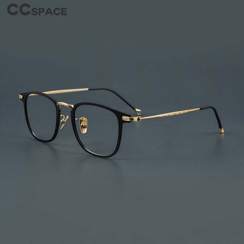 CCspace Unisex Full Rim Square Titanium Alloy Eyeglasses 55919 Full Rim CCspace   