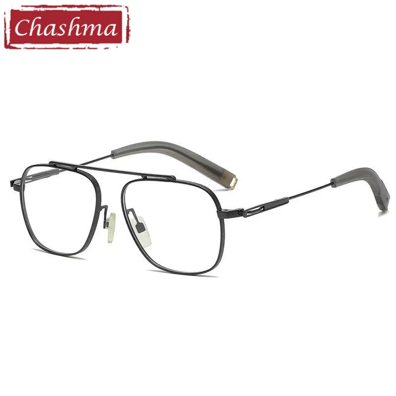 Chashma Ochki Unisex Full Rim Big Square Titanium Eyeglasses 44105 Full Rim Chashma Ochki Gray  