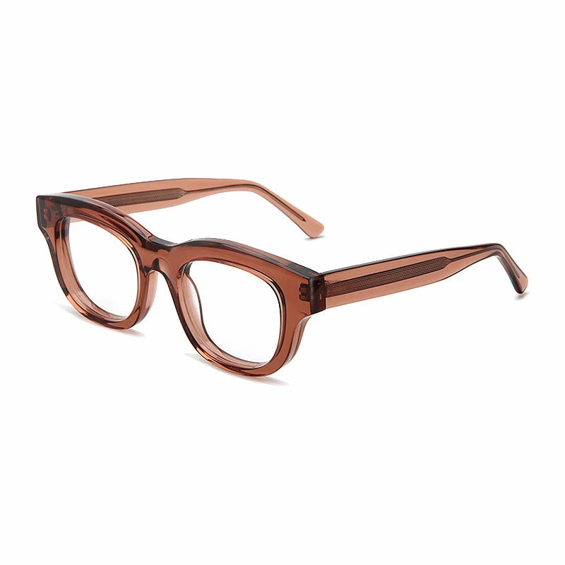 Gatenac Unisex Full Rim Oval Square Thick Acetate Eyeglasses Gxyj1534 Full Rim Gatenac Brown  