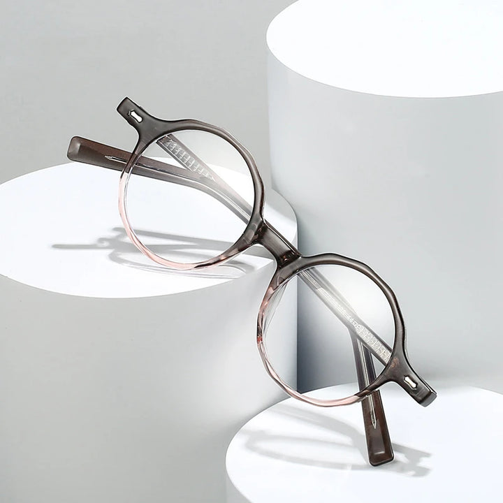 Kocolior Women's Full Rim Round Tr 90 Photochromic Reading Glasses 28008