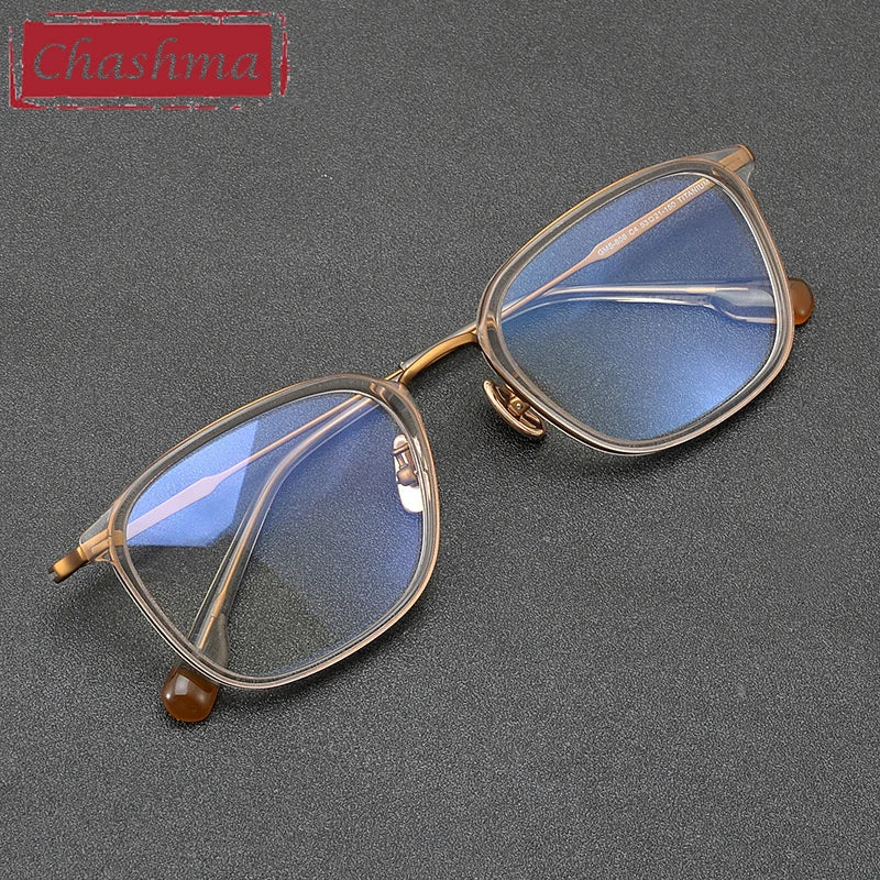 Chashma Ottica Men's Full Rim Square Acetate Titanium Eyeglasses 412808