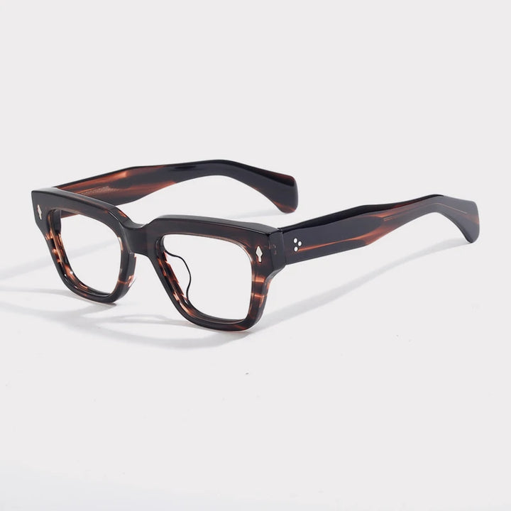 Gatenac Unisex Full Rim Square Thick Acetate Temple Eyeglasses G1518 Full Rim Gatenac Tortoiseshell  