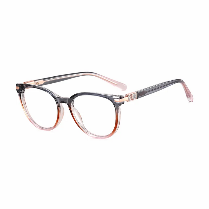 Ralferty Women's Full Rim Round Cat EyeTr 90 Acetate Eyeglasses 82162 Full Rim Ralferty C2 Brown Pink CHINA 