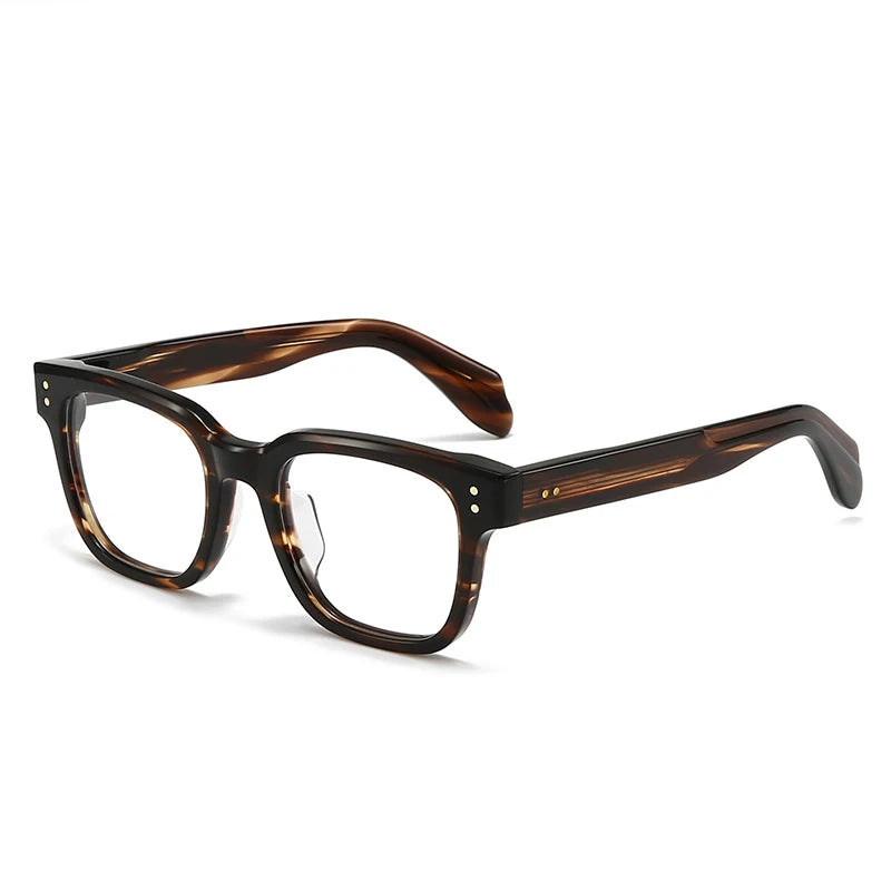 Black Mask Unisex Full Rim Square Thick Acetate Eyeglasses 21377 Full Rim Black Mask Tortoise  