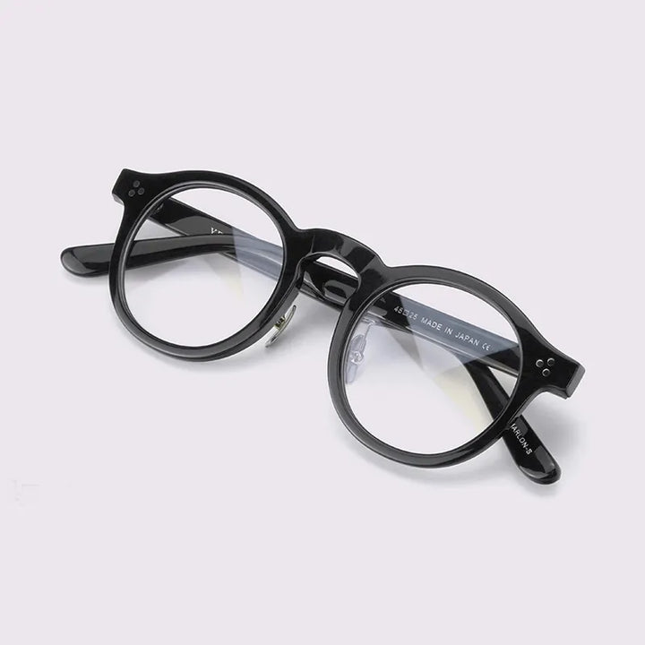 Black Mask Unisex Full Rim Acetate Round Eyeglasses 4526 Full Rim Black Mask Black  