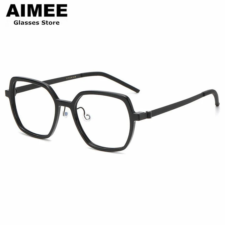 Aimee Unisex Full Rim Polygon Square Titanium Acetate Eyeglasses 11824