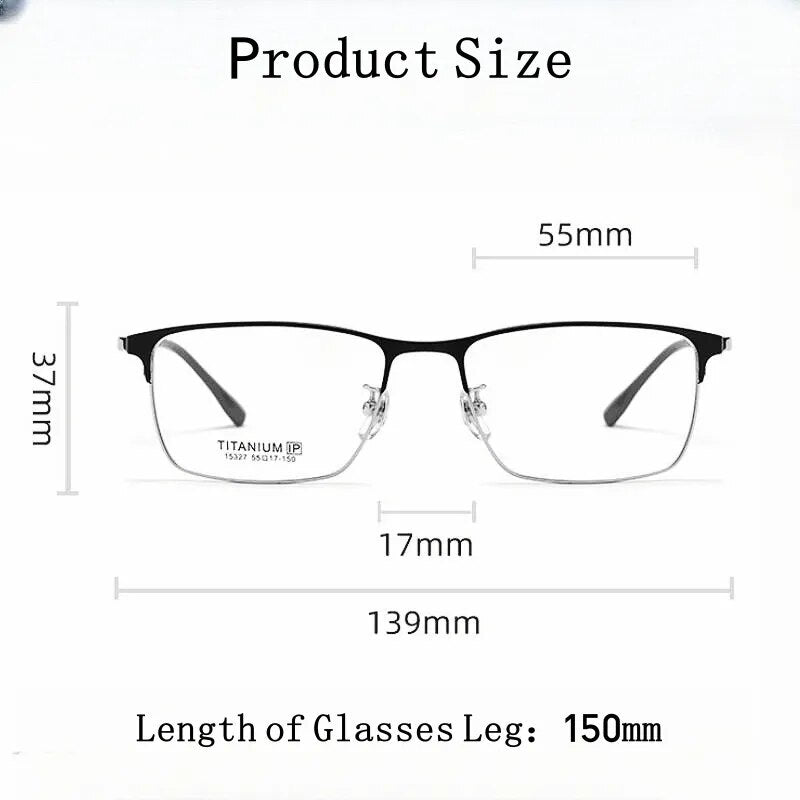 Yimaruili Men's Full Rim Square Titanium Eyeglasses 15327p Full Rim Yimaruili Eyeglasses   