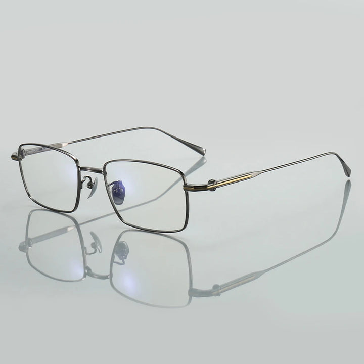 Muzz Men's Full Rim Square Titanium Eyeglasses 10181 Full Rim Muzz GRAY  