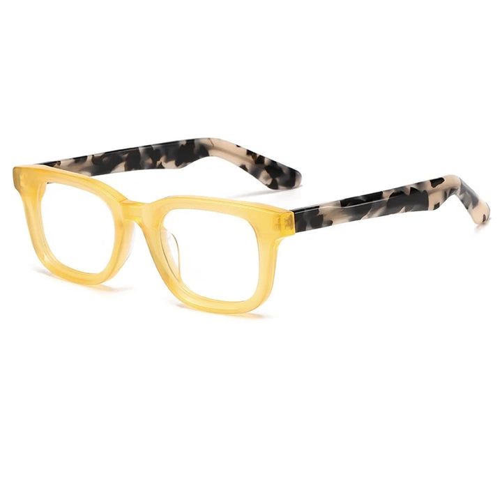 Yimaruili Unisex Full Rim Square Thick Acetate Alloy Eyeglasses 422127