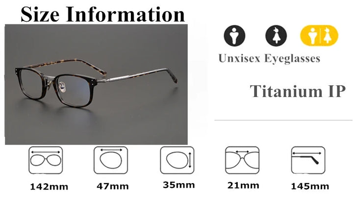 Bobbie Unisex Full Rim Square Titanium Acetate Eyeglasses 936820