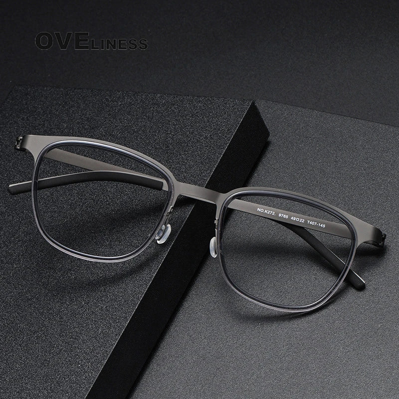 Oveliness Unisex Full Rim Square Acetate Titanium Eyeglasses O9765 Full Rim Oveliness   