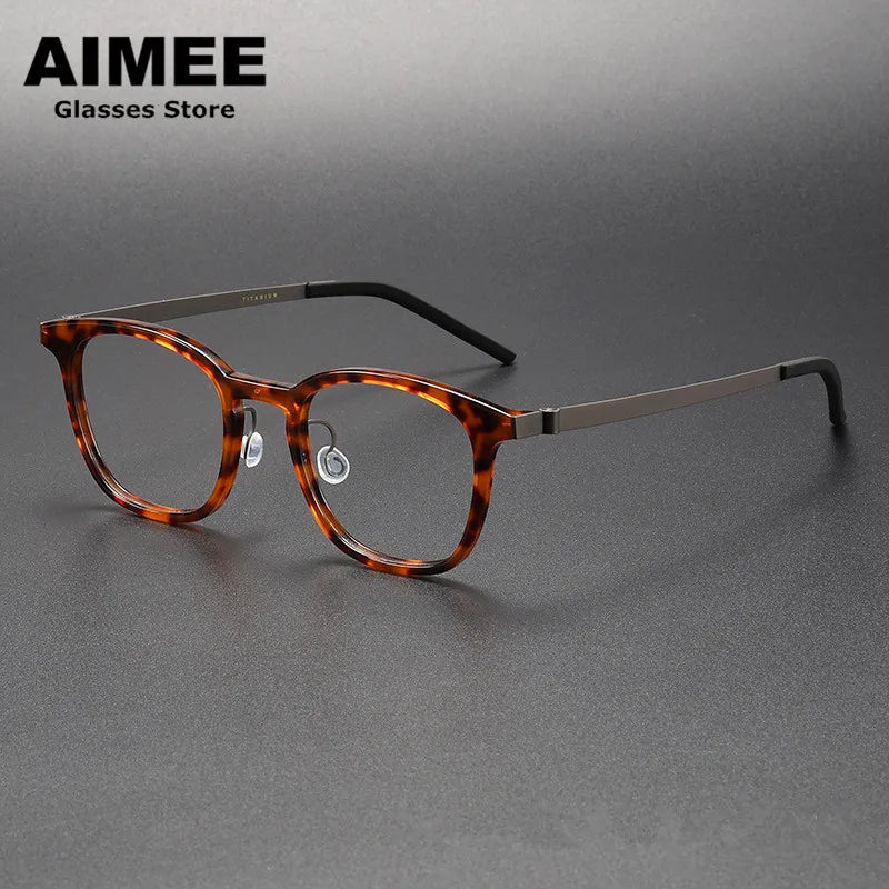 Aimee Women's Full Rim Square Titanium Acetate Eyeglasses 81051 Full Rim Aimee