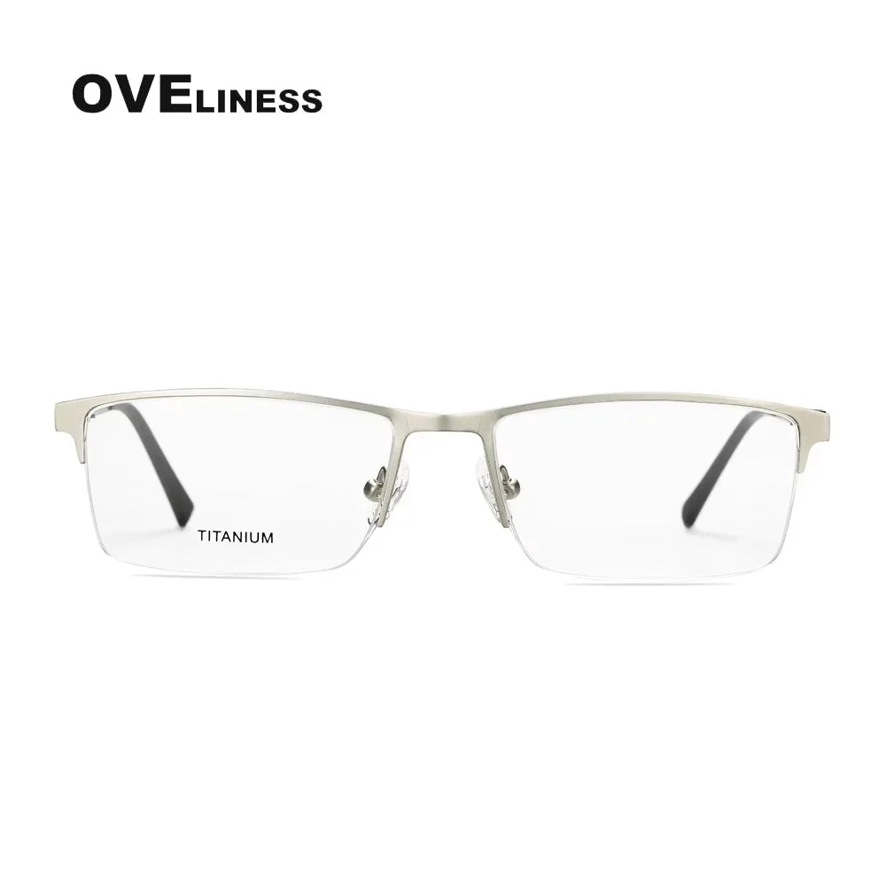 Oveliness Men's Semi Rim Square Titanium Alloy Eyeglasses 8839 Semi Rim Oveliness   