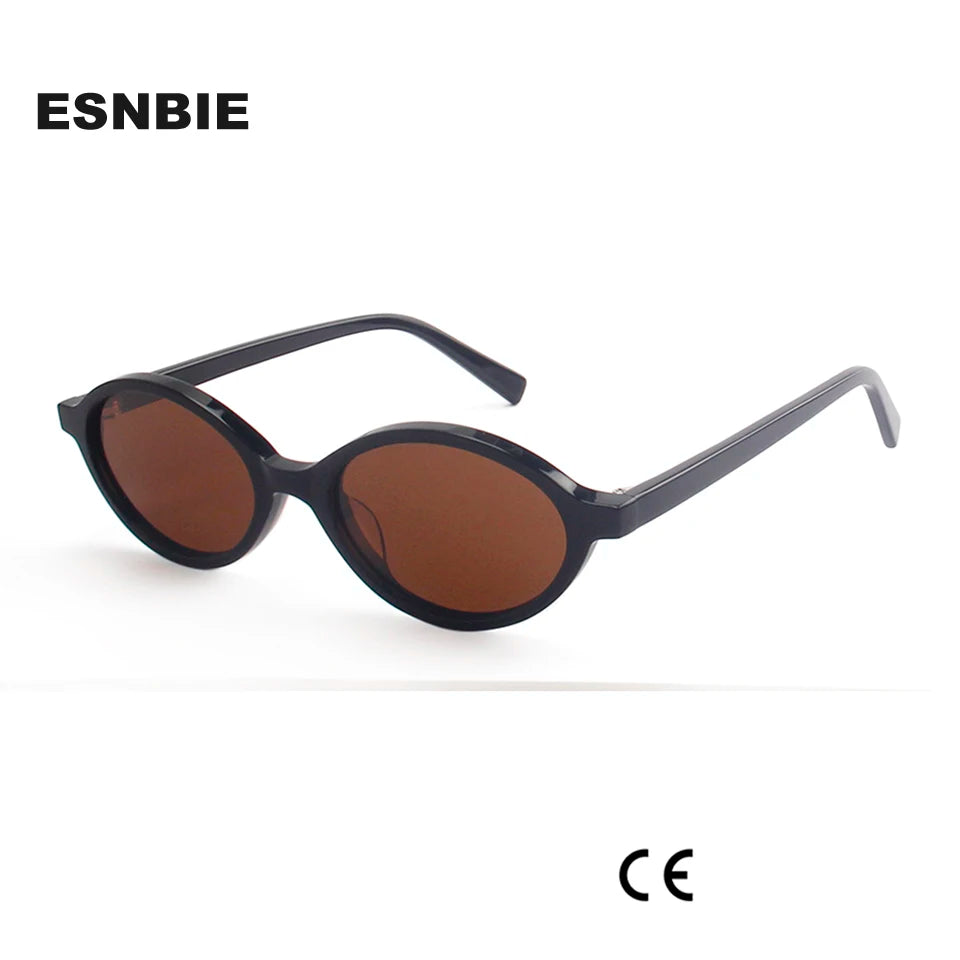 Esnbie Women's Full Rim Oval Acetate Polarized Tac Sunglasses 240801