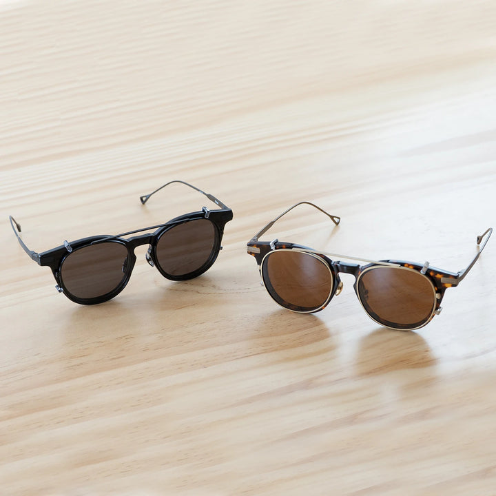 Blackmask Unisex Square Acetate Eyeglasses with Polarized Clip-On Sunglasses BM-SI