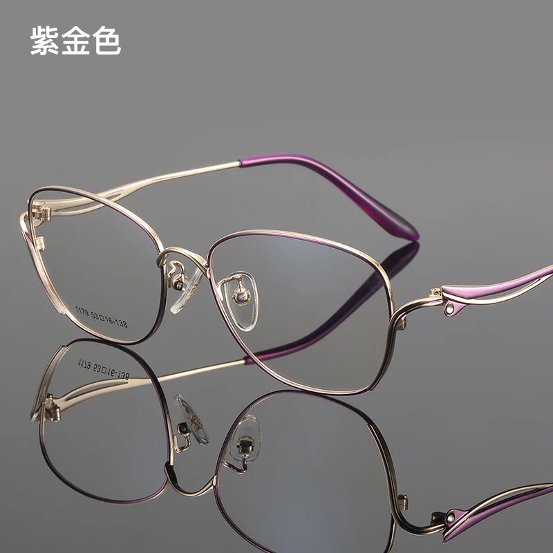 Bclear Women's Full Rim Square Cat Eye Alloy Eyeglasses 61179