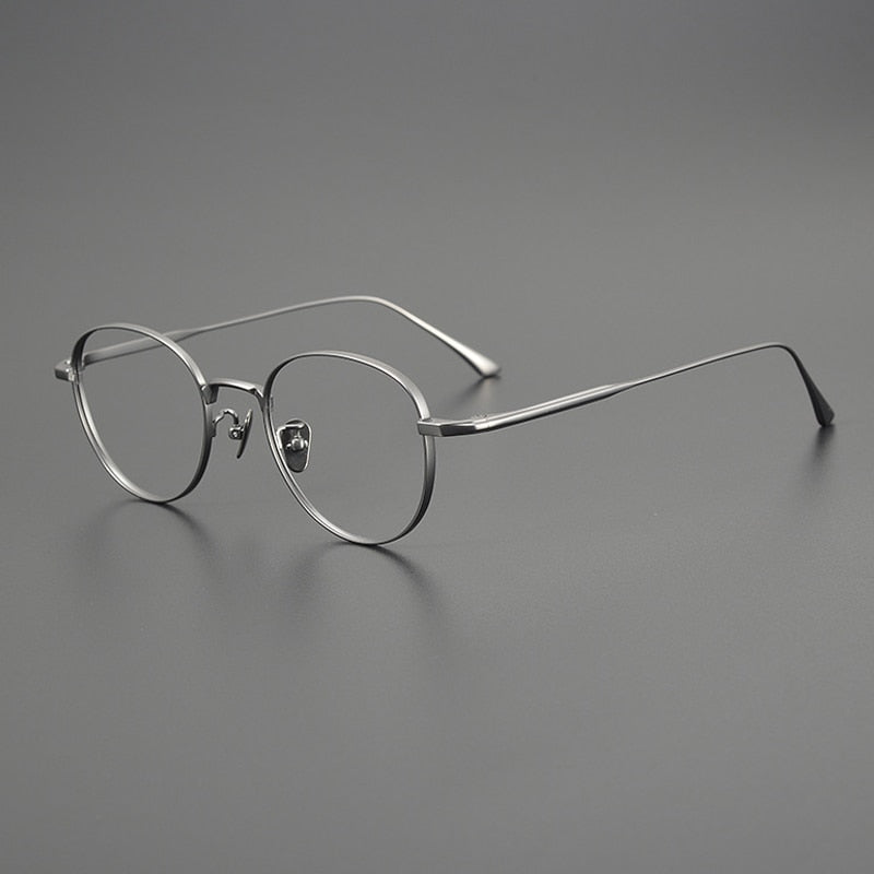 Gatenac Unisex Full Rim Round Titanium Eyeglasses Gxyj1098 Full Rim Gatenac Gun  