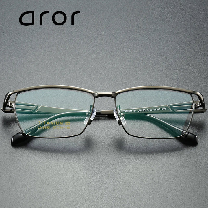 Aror Unisex Semi Rim Polygon Square Titanium Eyeglasses 96195