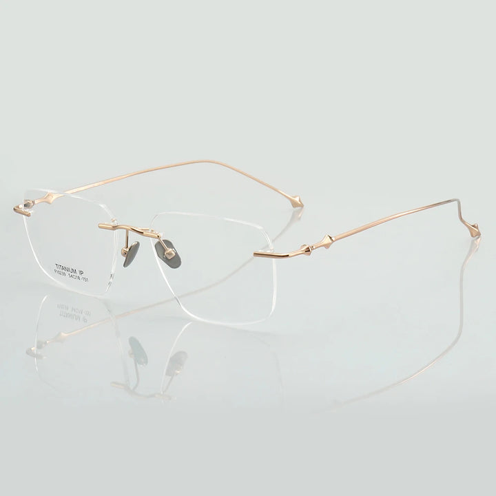 Aror Unisex Rimless Square Titanium Eyeglasses ﻿14239 Rimless Aror Rose Gold