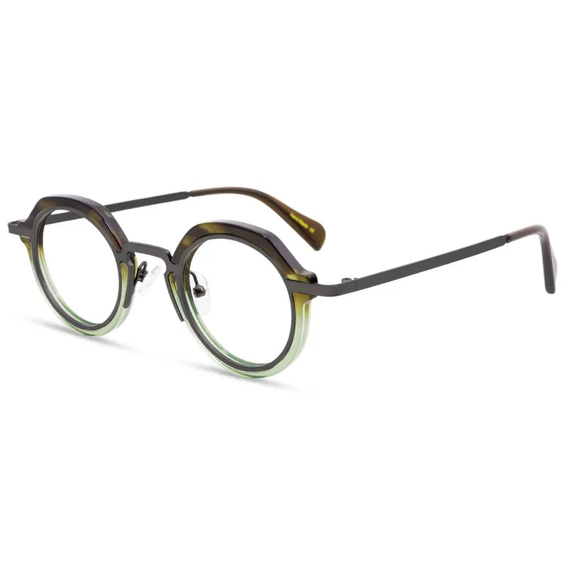 Nobler Unisex Full Rim Flat Top Oval Acetate Steel Eyeglasses 13132 Full Rim Nobler C1  