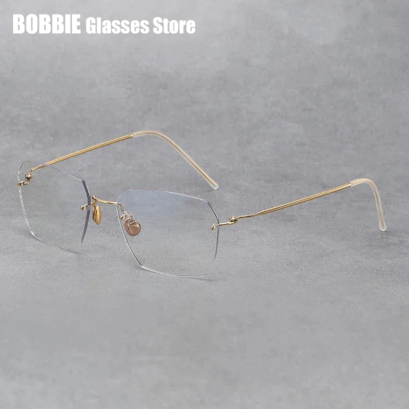 Bobbie Women's Rimless Polygon Square Titanium Eyeglasses 251256