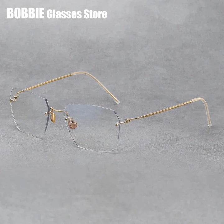 Bobbie Women's Rimless Polygon Square Titanium Eyeglasses 251256