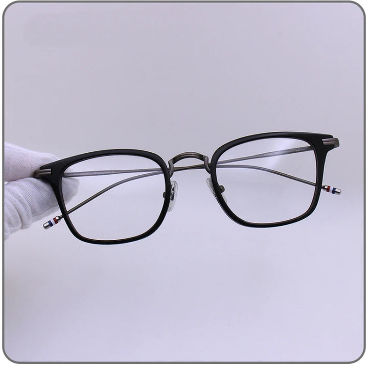Black Mask Unisex Full Rim Square Alloy Acetate Eyeglasses T905 Full Rim Black Mask Black-Gray  