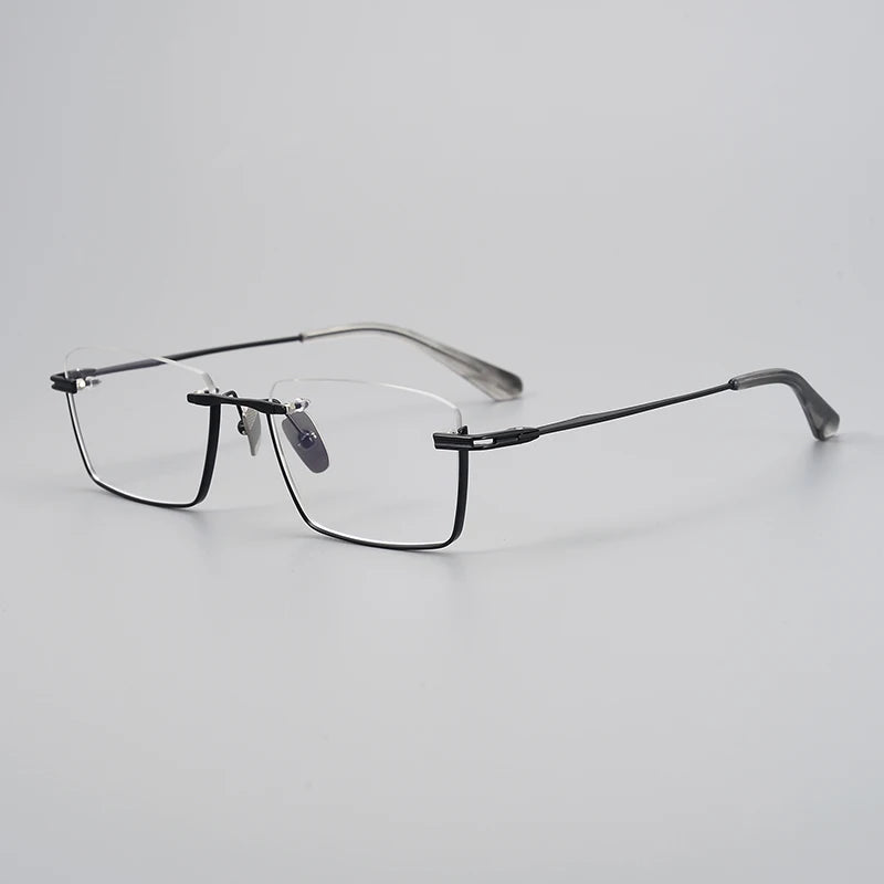 Muzz Unisex Semi Rim Square Titanium Eyeglasses 942416 Semi Rim Muzz black