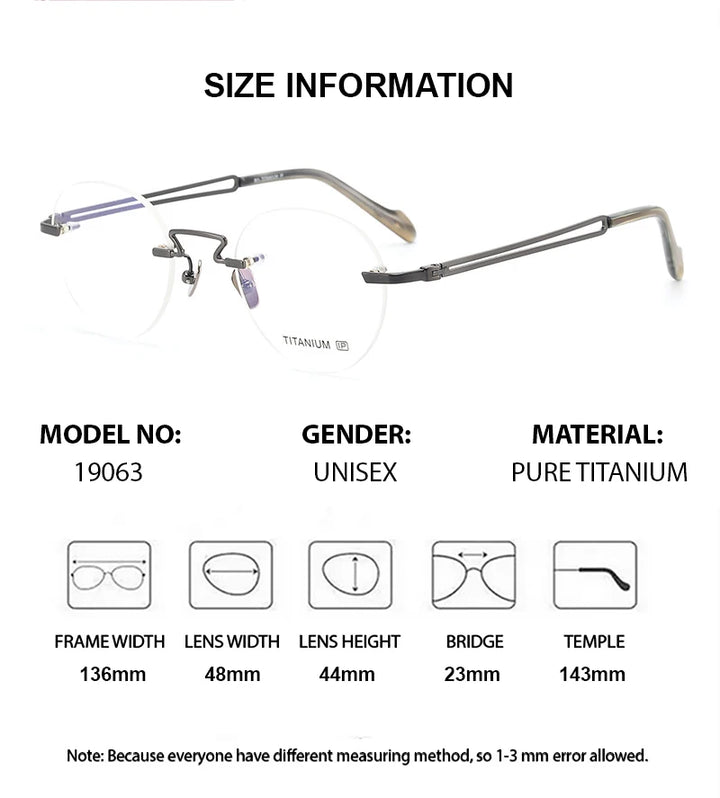 Summer Flower Women's Rimless Round Titanium Eyeglasses 619063