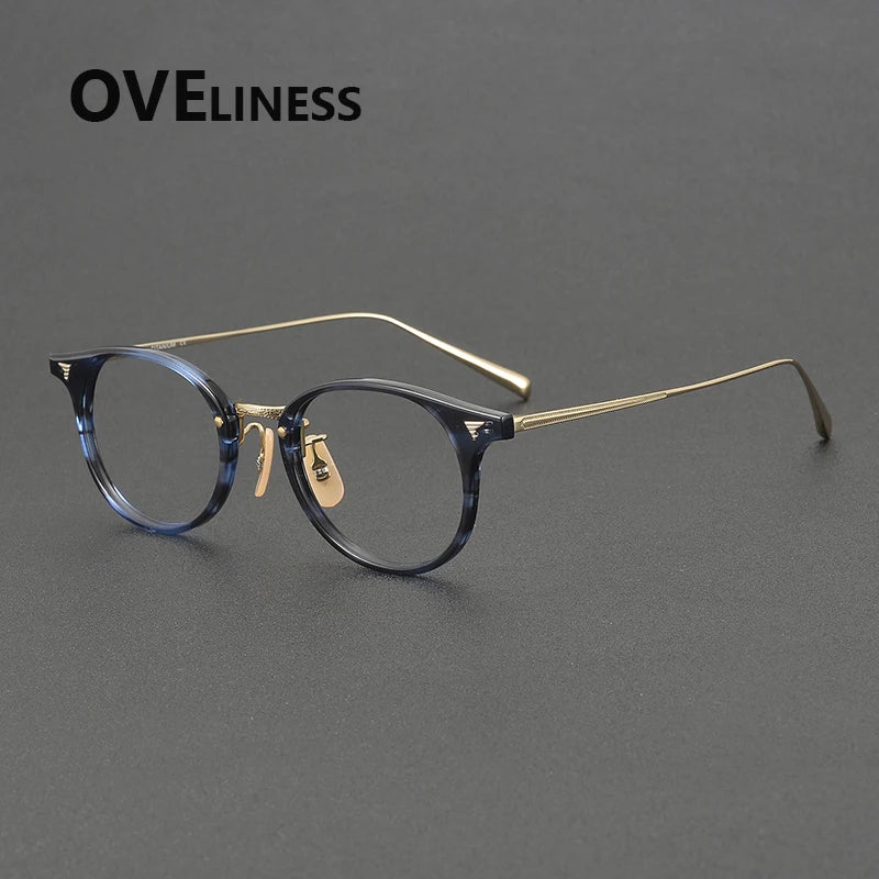 Oveliness Women's Full Rim Oval Round Acetate Titanium Eyeglasses 68510