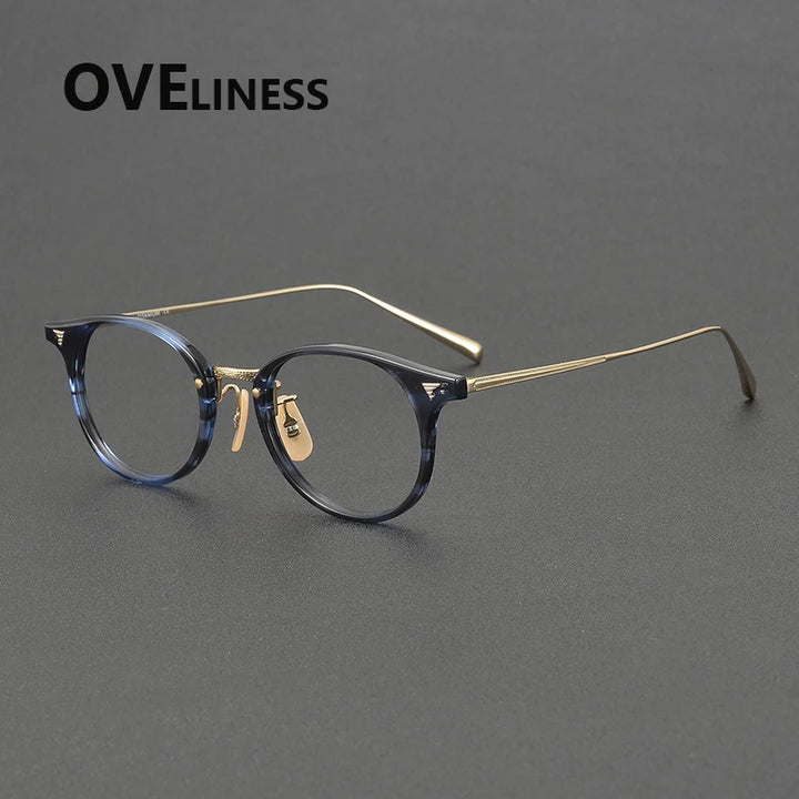 Oveliness Women's Full Rim Oval Round Acetate Titanium Eyeglasses 68510