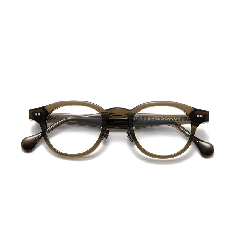 Aror Unisex Full Rim Oval Round Acetate Eyeglasses 842537 Full Rim Aror olive green