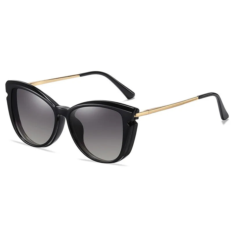 CCspace Women's Full Rim Oval Tr 90 Alloy Eyeglasses Clip On Sunglasses 313219