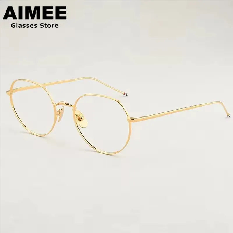Aimee Unisex Full Rim Flat Top Oval Titanium Eyeglasses 541914