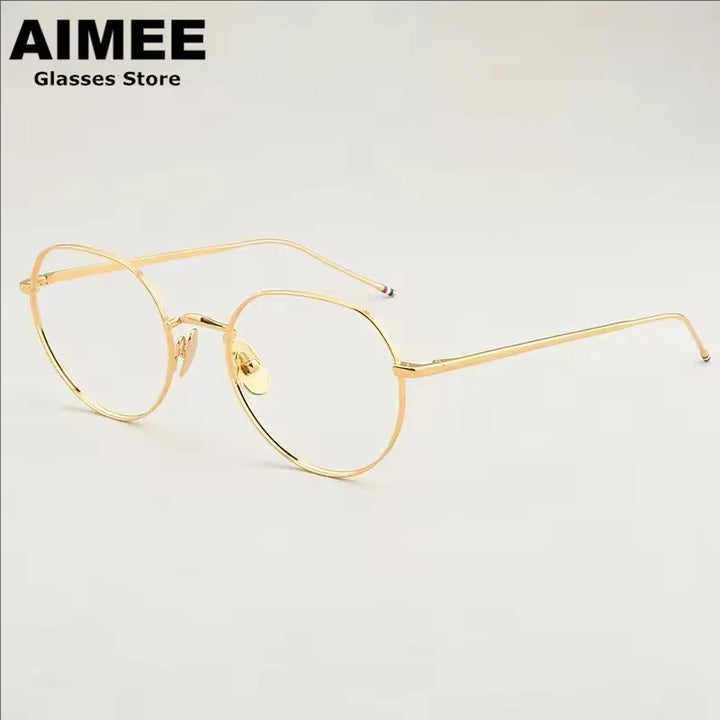 Aimee Unisex Full Rim Flat Top Oval Titanium Eyeglasses 541914